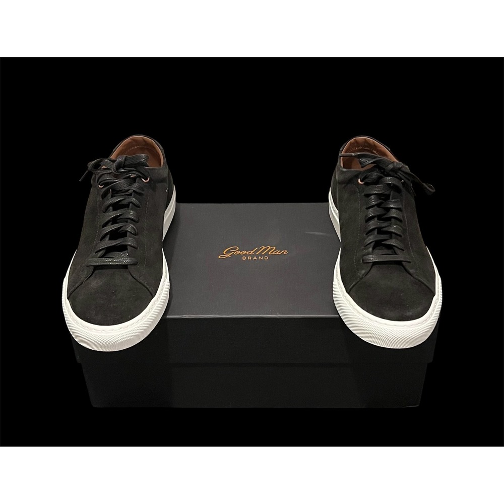 Good Man Brand Edge Sneaker Black Suede Low Top Mens 8.5 Made in Italy